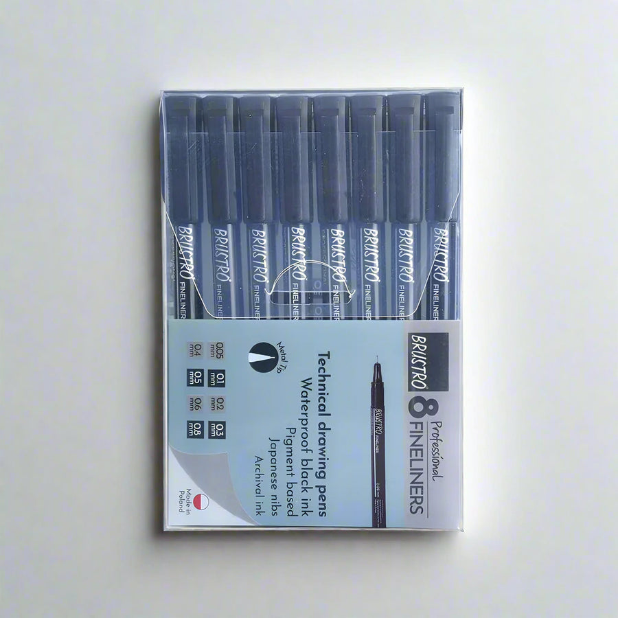 Brustro Professional Pigment Based Fineliner (Set of 8)