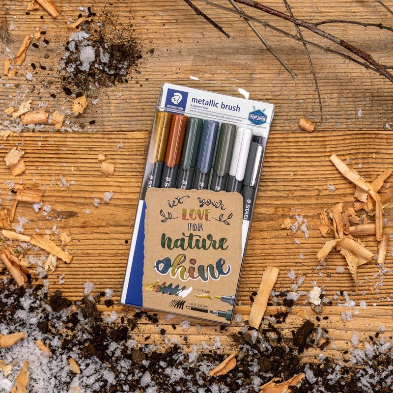 Staedtler Metallic Brush Pen and Pigment Liner Set