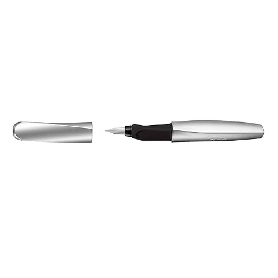 pelikan-twist-947366-fountain-pen-silver-open-cap-and-nib-view