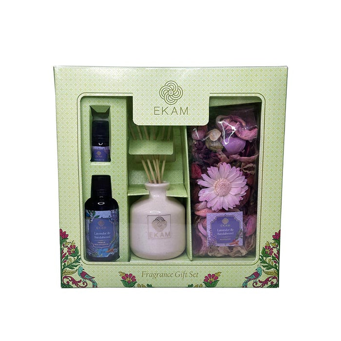 EKAM Lavender & Sandalwood Reed Diffuser & Potpourri Gift Set