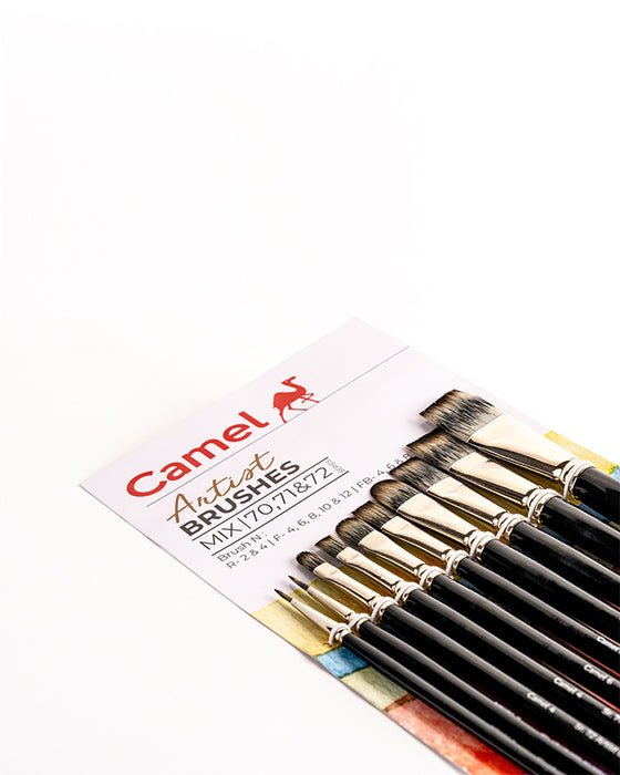 Camel - Artist Long Handle Mix Brushes - Series 70, 71 & 72 (Set of 10 brushes)