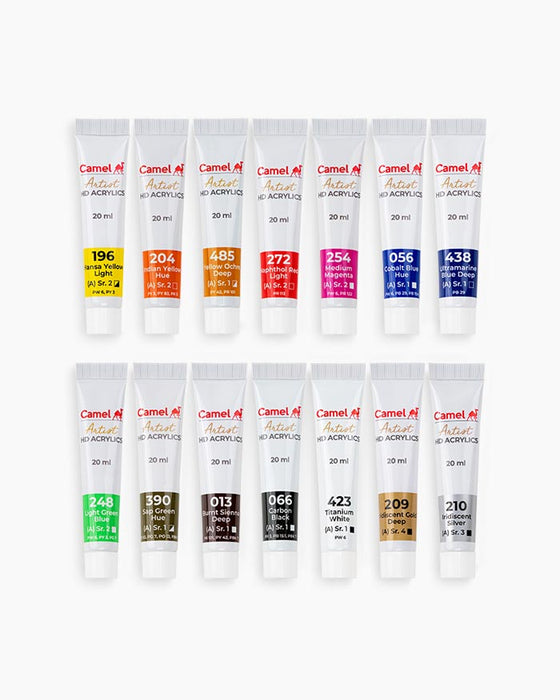 Camel Artist HD Acrylic Colours – Set of 14 (20 ml Tubes)