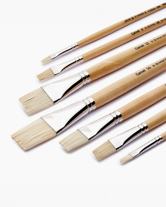 Camel - White Bristles Flat Brushes - Series 56 (Set of 7 brushes)