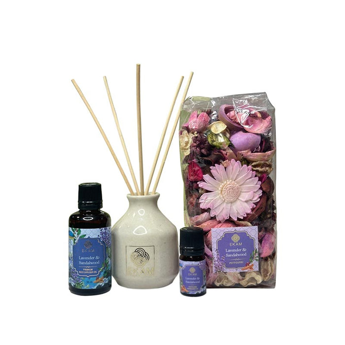 EKAM Lavender & Sandalwood Reed Diffuser & Potpourri Gift Set
