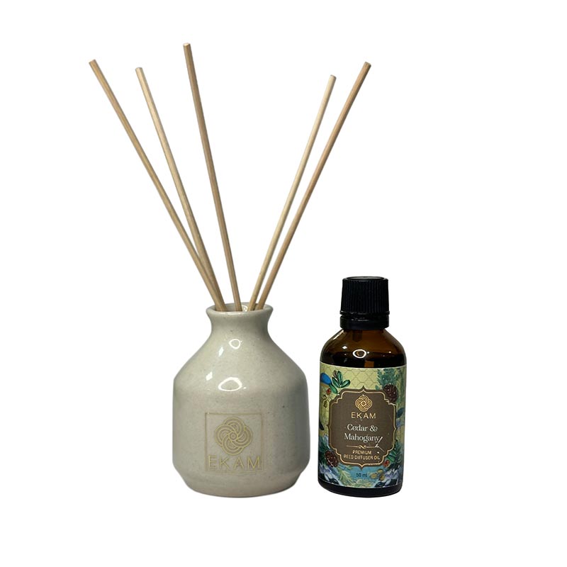 EKAM Cedar & Mahogany Reed Diffuser Set