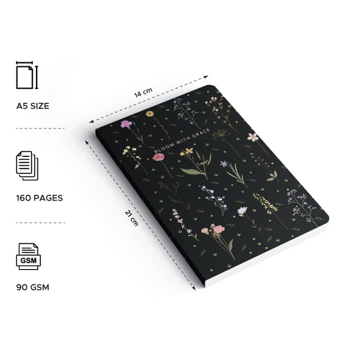 FACTOR NOTES A5 Ruled Notebook – Bloom with Grace (90 GSM, 160 Pages)