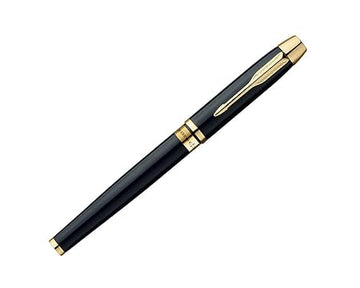 parker-odyssey-lacque-black-gold-trim-rollerball-pen-front-view
