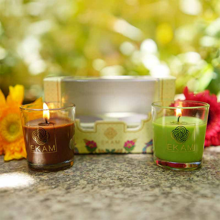 EKAM 2 Pack Candle Gift Box – Mahogany & Lemongrass