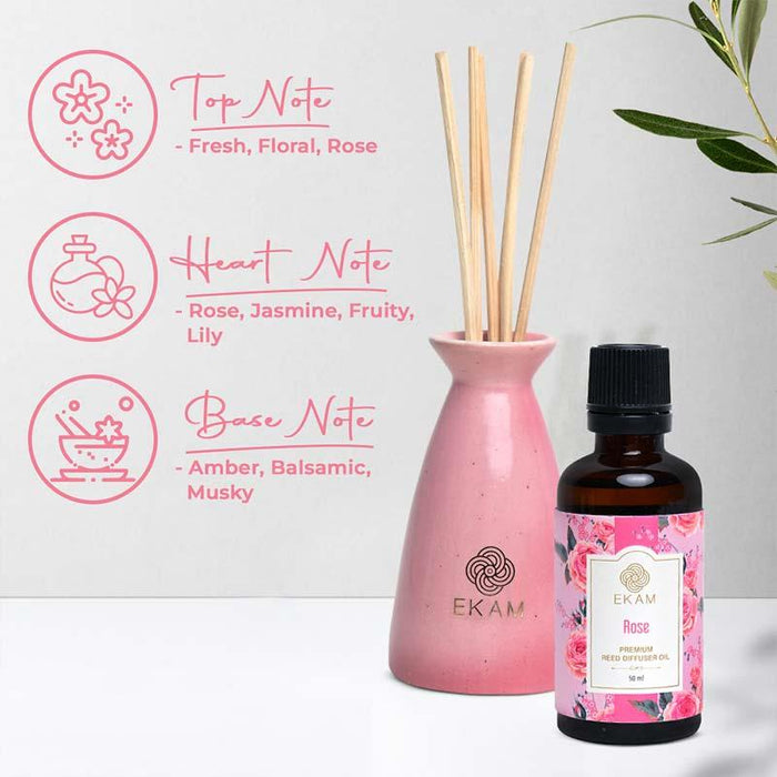 Ekam - Rose Reed Diffuser Set