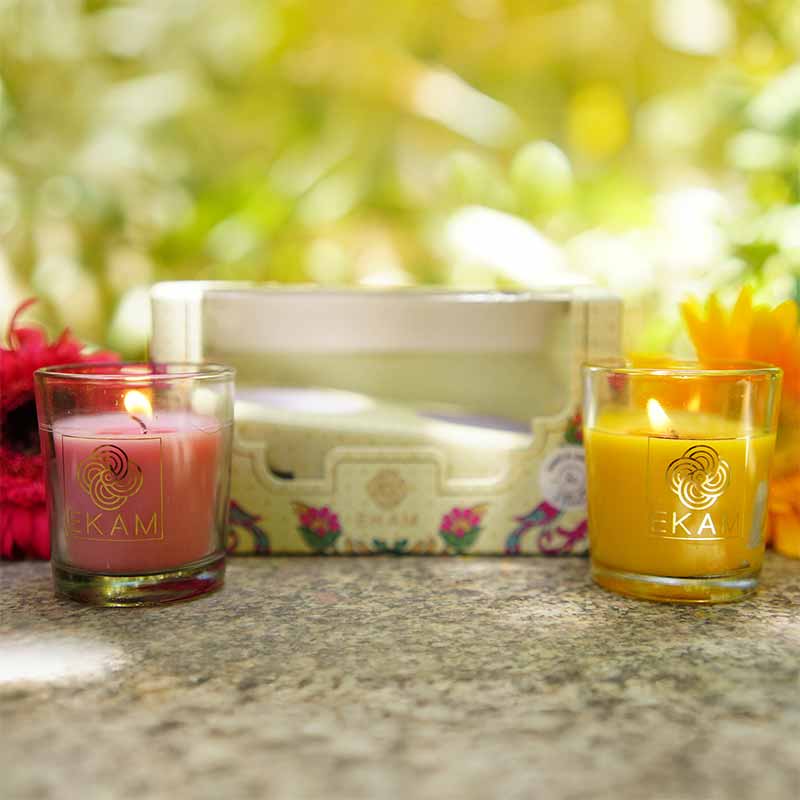 EKAM 2 Pack Candle Gift Box – Honey & Lemon & Clary Sage