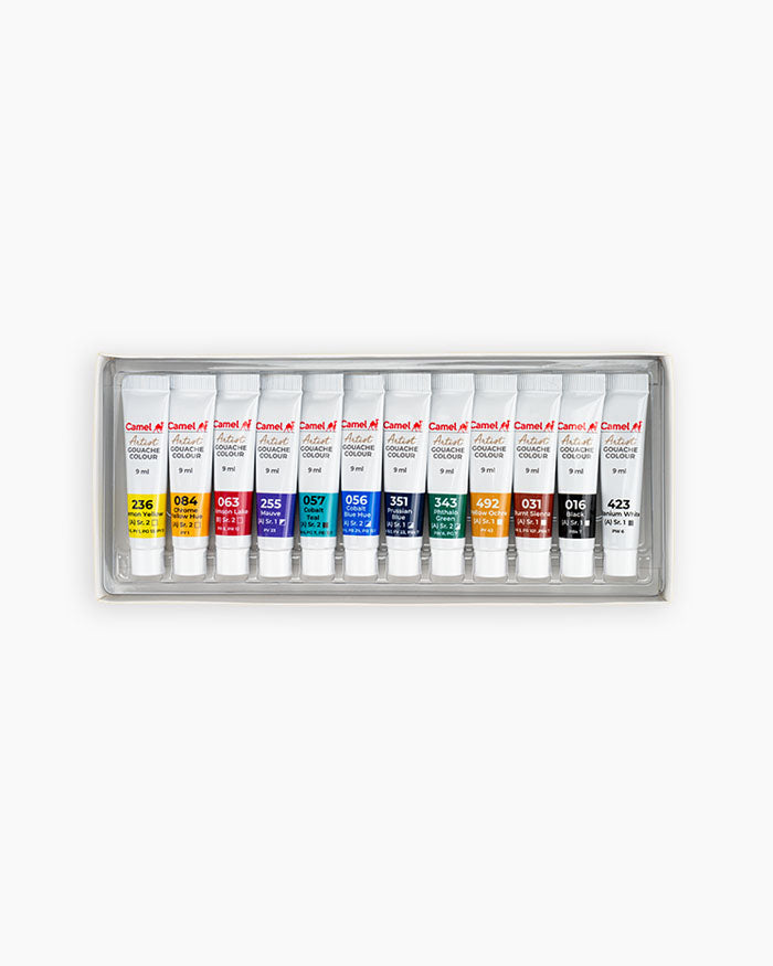 Camel Artist Gouache Colours – Set of 12 Shades (9ml Tubes)