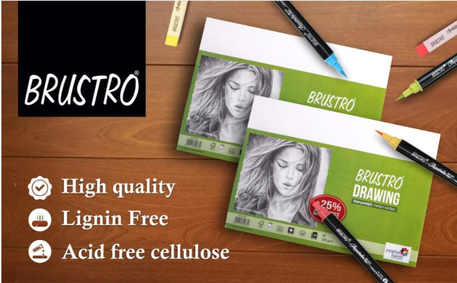 Brustro Drawing Paper Pad – A5 | 200 GSM | 32 + 8 Free Sheets | Heavyweight, Medium Surface