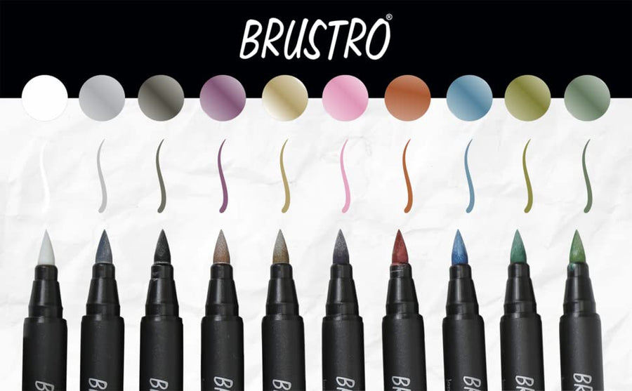 Brustro Metallic Brush Pen - Set of 10