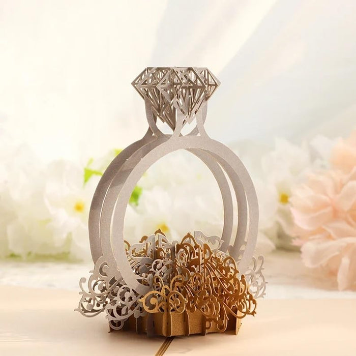 Beautiful 3D Popup Handcrafted Greeting Card - Proposal Ring