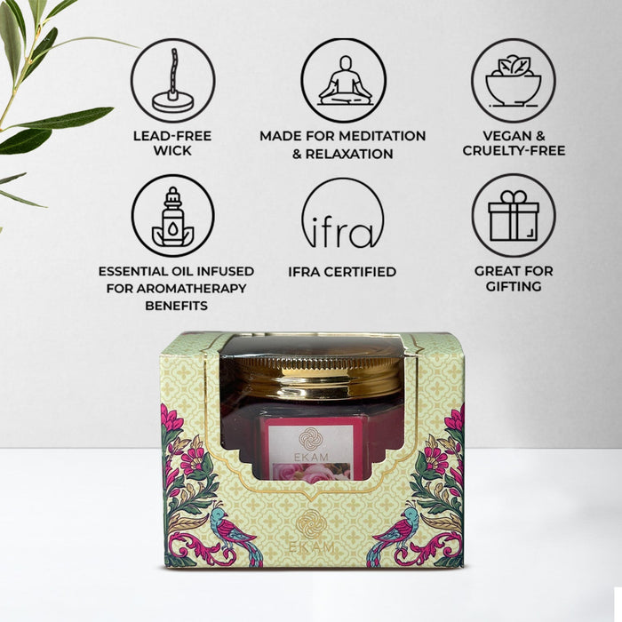 Ekam - Rose Hexa Jar Scented Candle