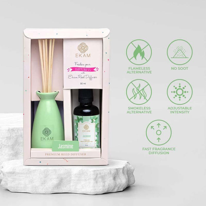 Ekam Jasmine Reed Diffuser Set