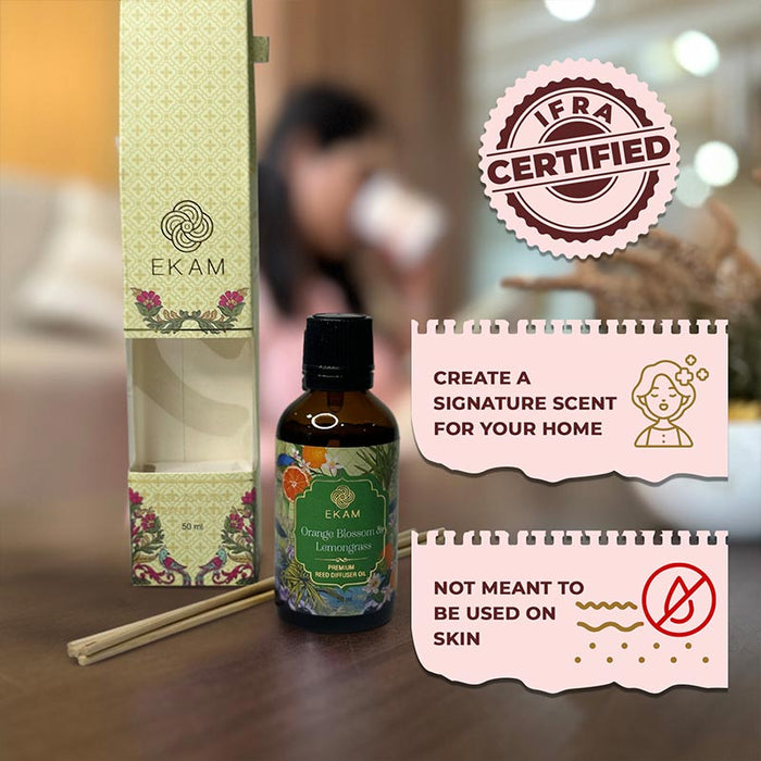 EKAM Orange Blossom & Lemongrass Reed Diffuser Refill Oil Gift Set