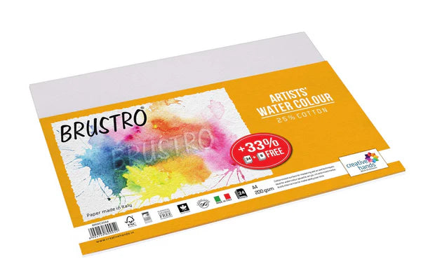 Brustro Artists' Watercolour Paper – A4 200 GSM 25% Cotton | Cold Pressed