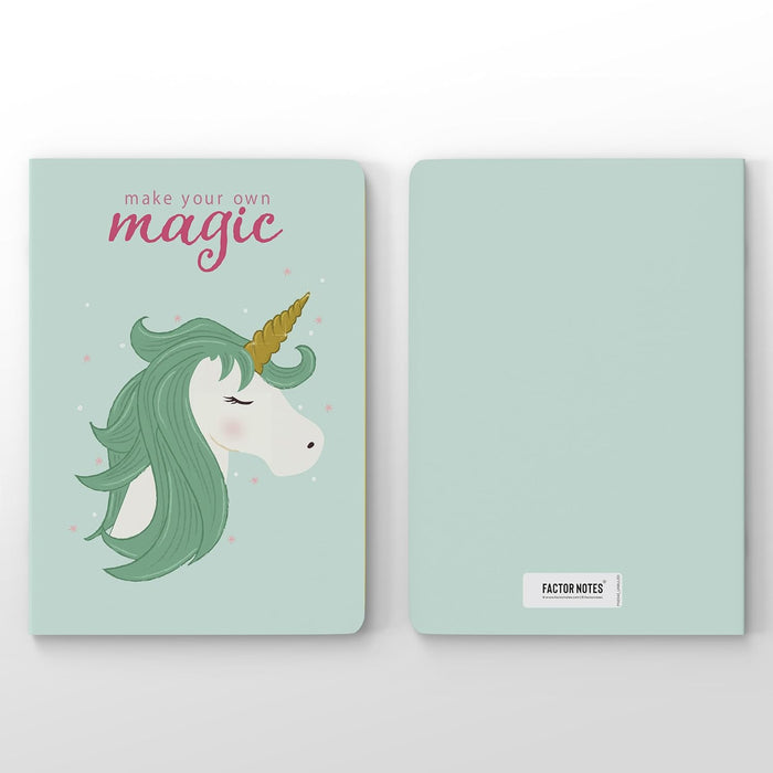 Factor Notes A5 Plain Notebook - Teal Unicorn