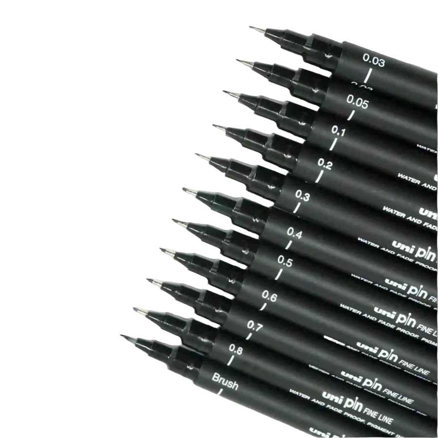 Uni Pin Fineliner Drawing Pen Set of 12