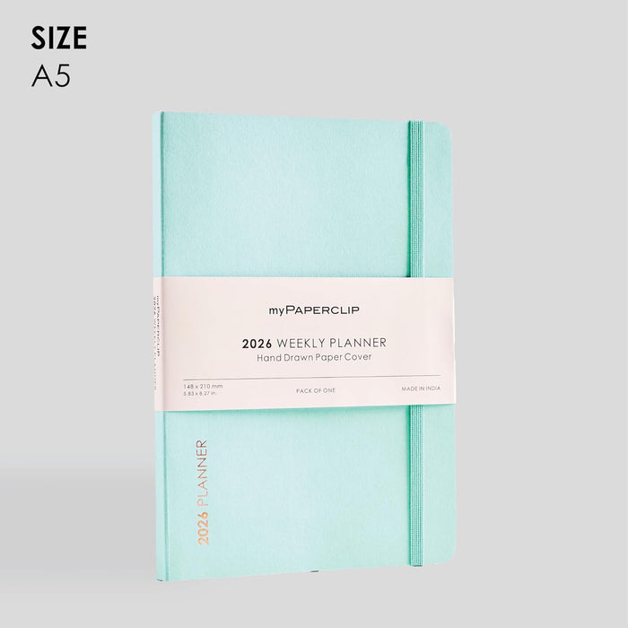myPAPERCLIP 2026 Weekly Planner – A5 Size (Mint Green)