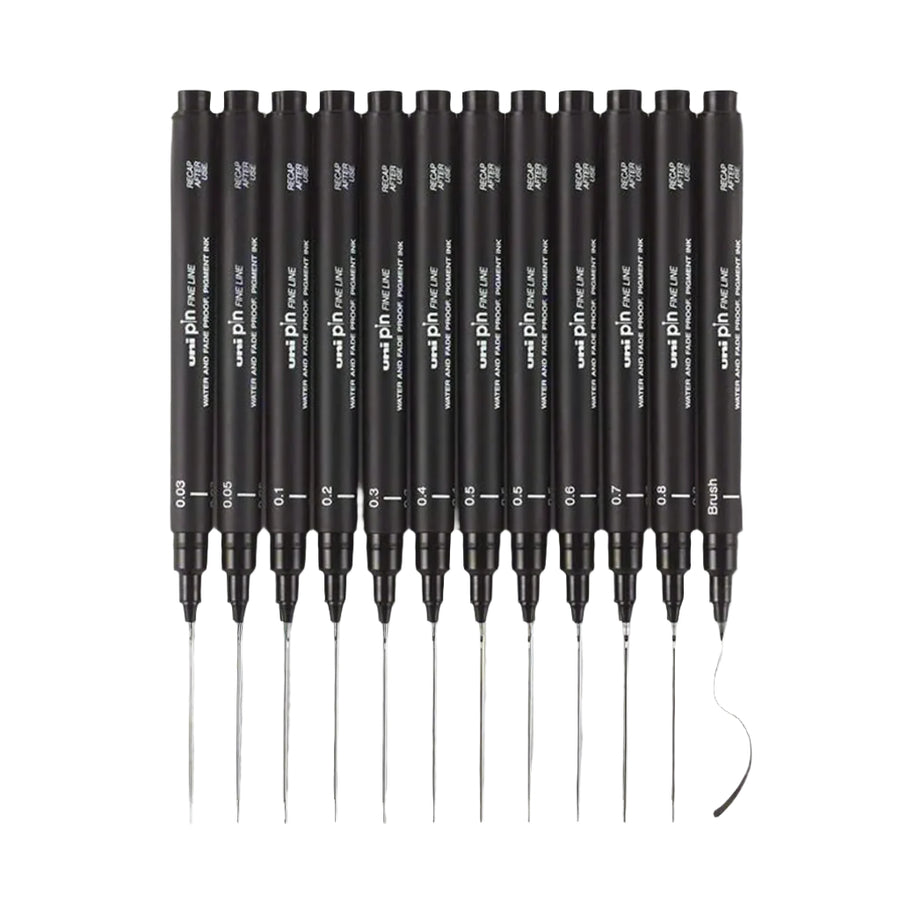 Uni Pin Fineliner Drawing Pen Set of 12