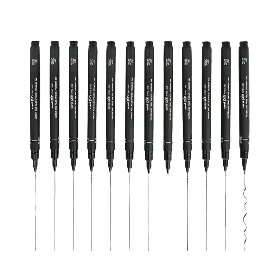 Uni Pin Fineliner Drawing Pen Set of 12