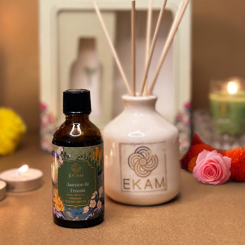 EKAM Jasmine & Freesia Reed Diffuser Set
