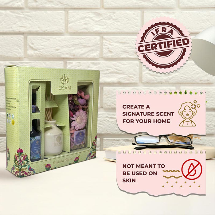 EKAM Lavender & Sandalwood Reed Diffuser & Potpourri Gift Set
