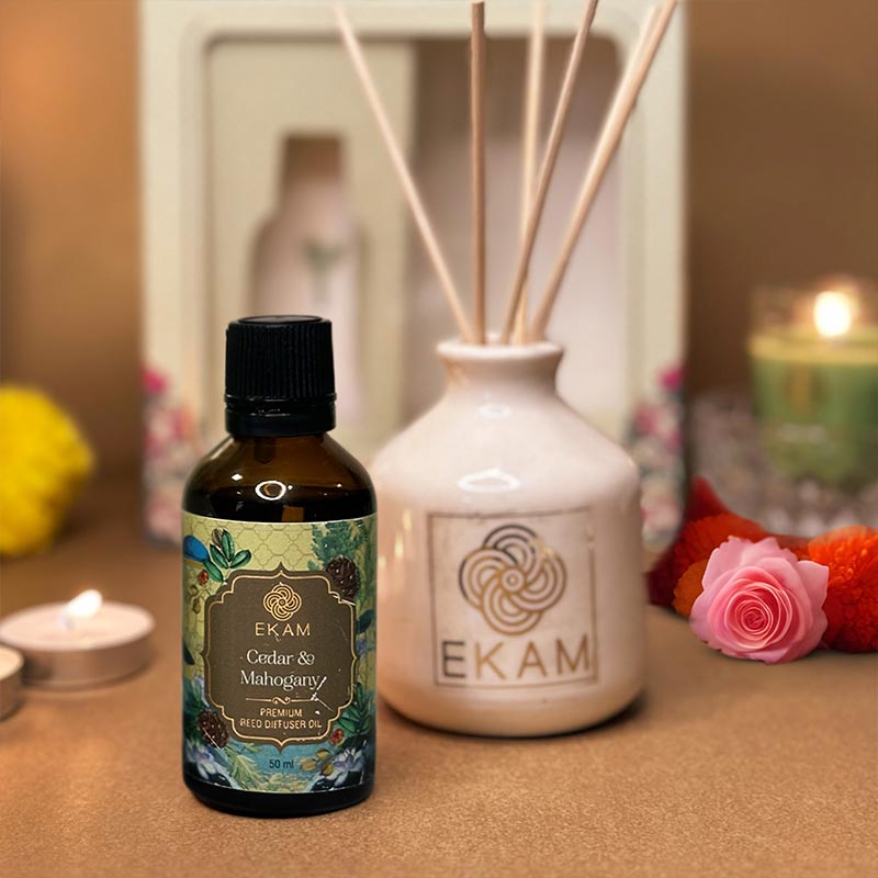 EKAM Cedar & Mahogany Reed Diffuser Set