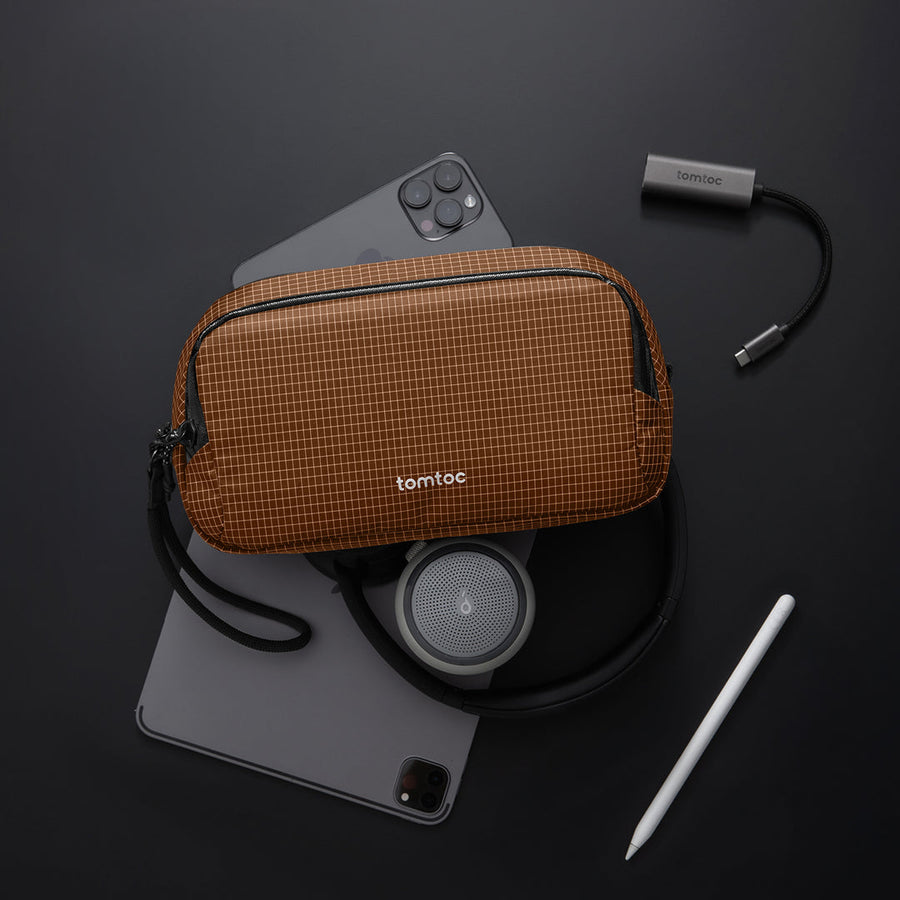 Tomtoc Light-T12 Pro Electronic Accessory Pouch 1.8L – Brown