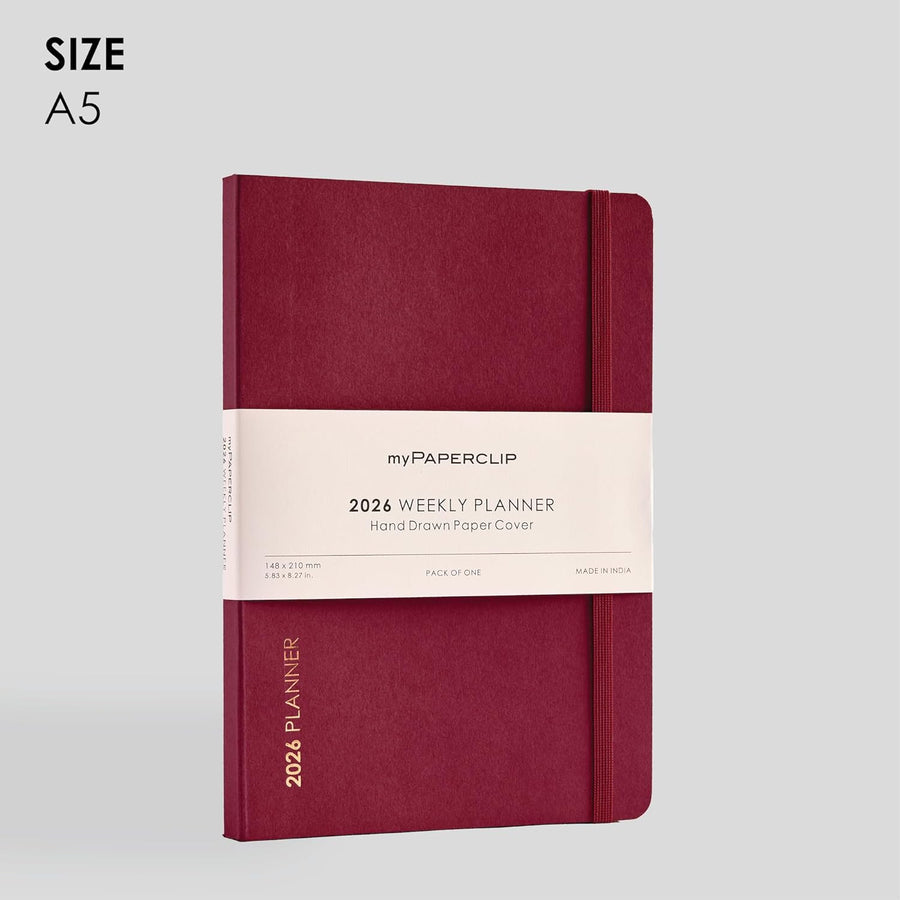 myPAPERCLIP 2026 Weekly Planner – A5 Size (Claret)