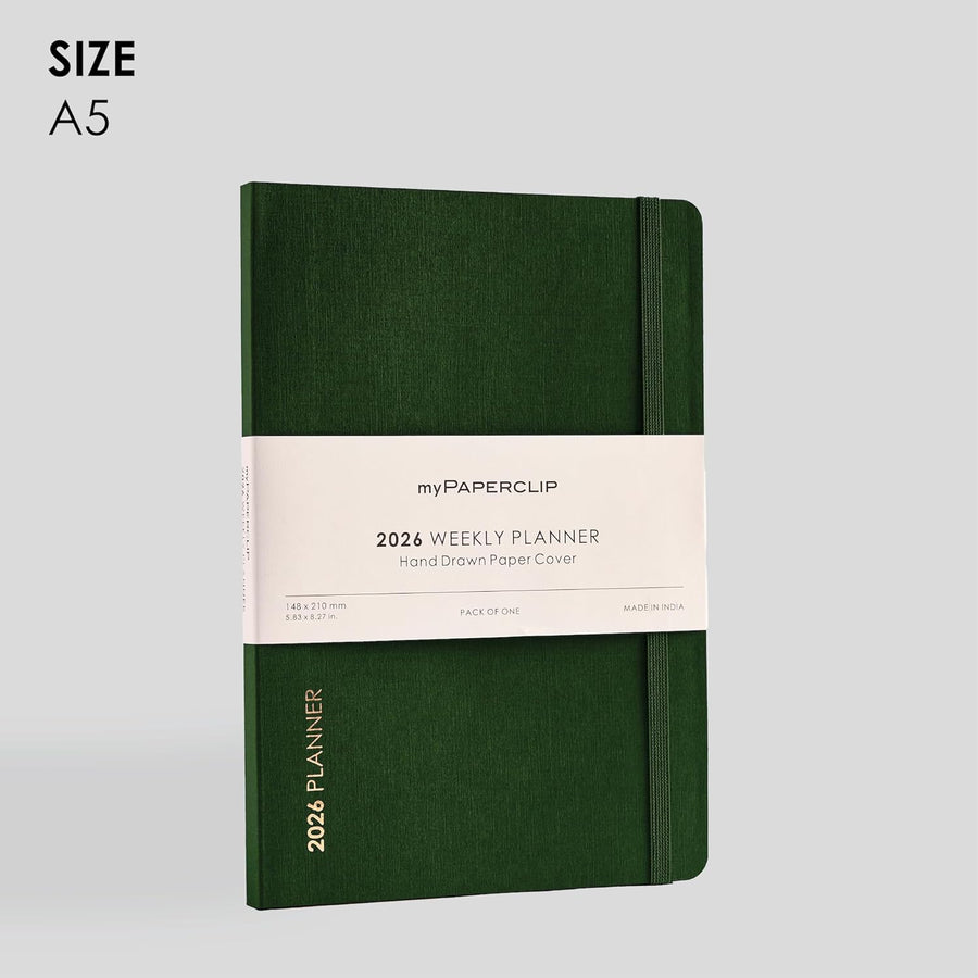myPAPERCLIP 2026 Weekly Planner – A5 Size (Green)