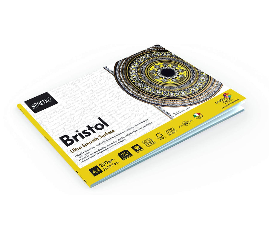 Brustro Bristol Ultra Smooth Glued Pad – A4 Size, 250 GSM, 20 Sheets