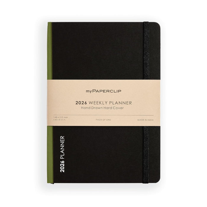 myPAPERCLIP 2026 Weekly Planner – A5 Size (Olive Green)