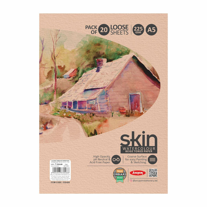 Anupam - Skin Watercolour Beige Toned Drawing Paper 225GSM/A5