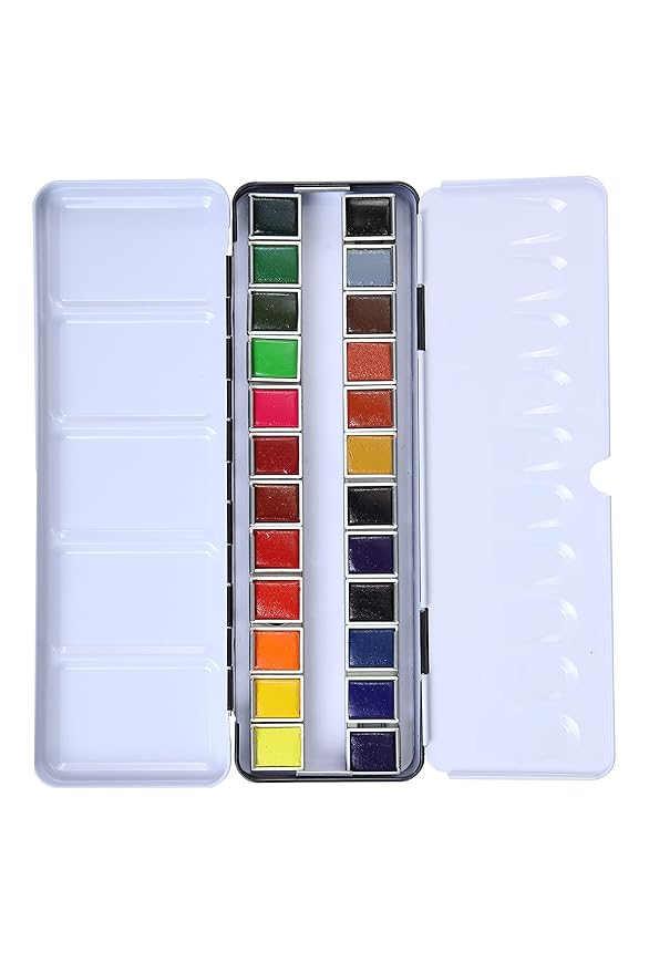 Brustro Professional Artists' Watercolour 24 half pan set
