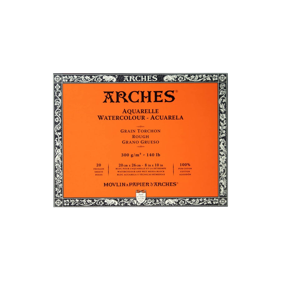 ARCHES WATERCOLOUR 300 GSM ROUGH NATURAL WHITE 20 X 26 CM PAPER BLOCKS, 20 SHEETS