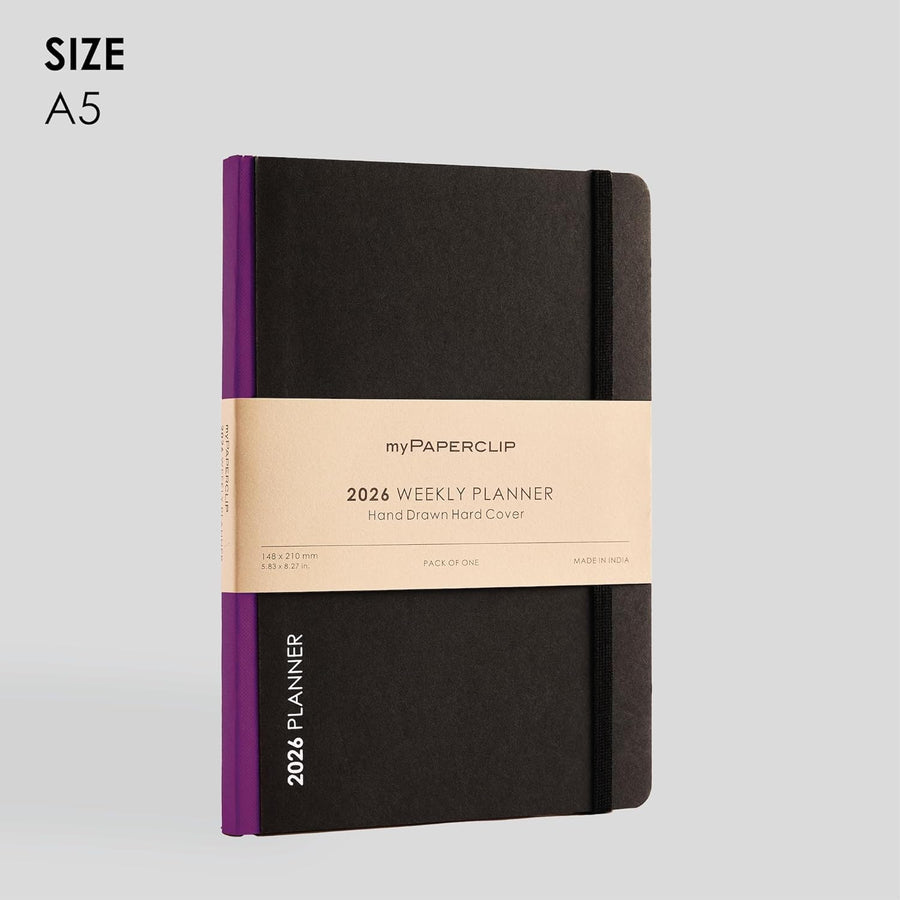 myPAPERCLIP 2026 Weekly Planner – A5 Size (Plum)