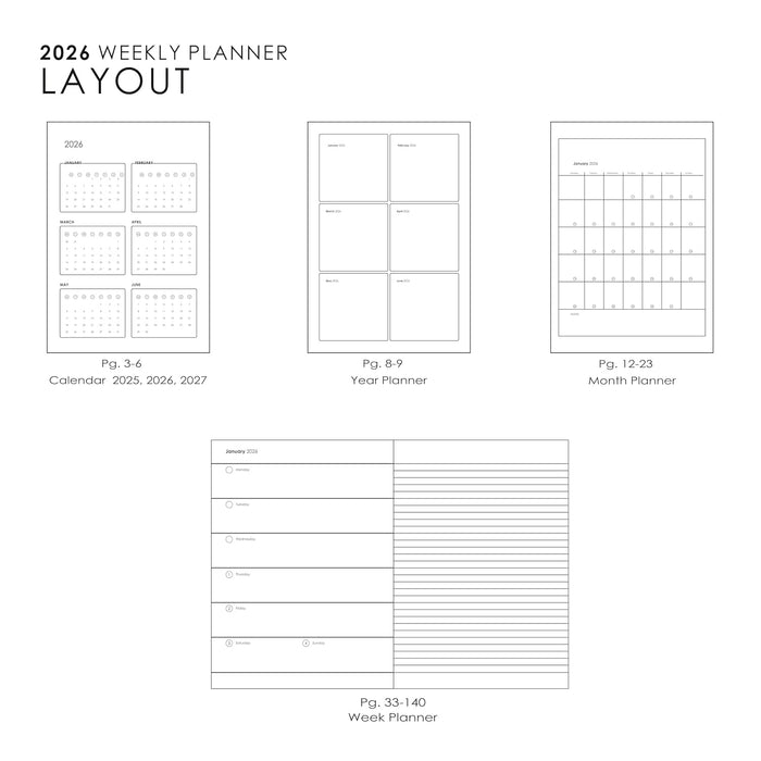 myPAPERCLIP 2026 Weekly Planner – A5 Size (Aubergine)
