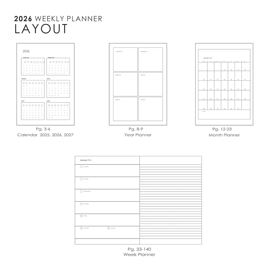 myPAPERCLIP 2026 Weekly Planner – A5 Size (Aubergine)