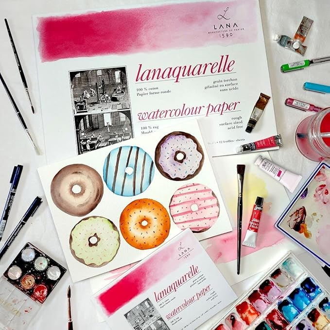 Lana - Lanaquarelle 100% Cotton Hot pressed Watercolour Paper Sheets(300gsm)