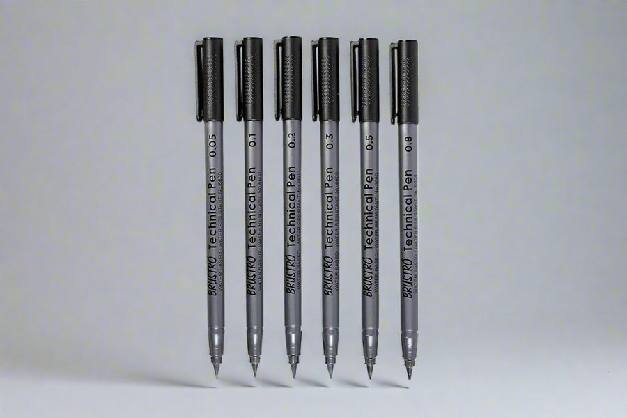 Brustro - Technical Pen Black Assorted Set of 6
