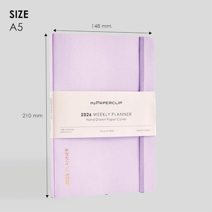 myPAPERCLIP 2026 Weekly Planner – A5 Size (Lilac)