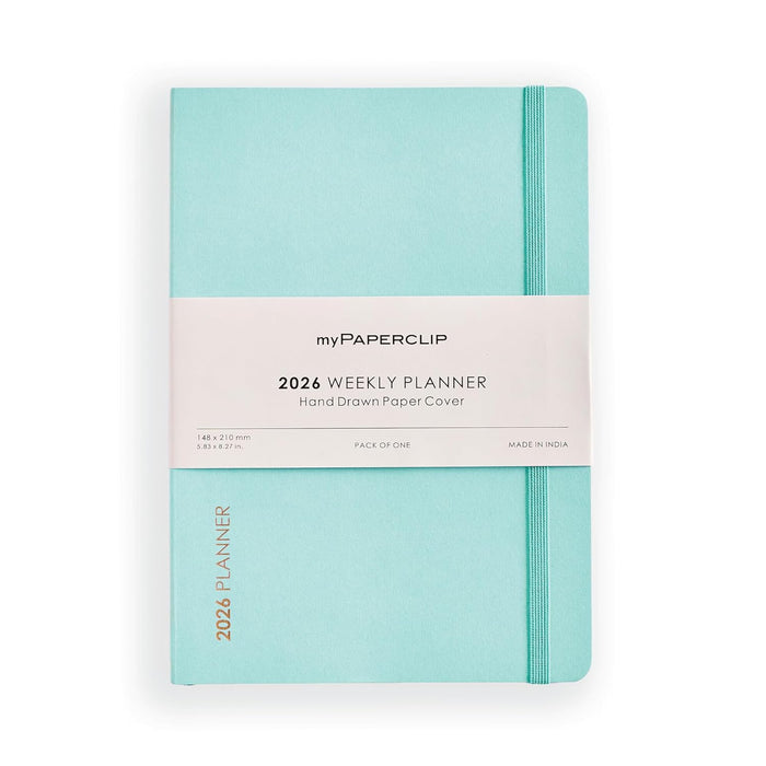 myPAPERCLIP 2026 Weekly Planner – A5 Size (Mint Green)