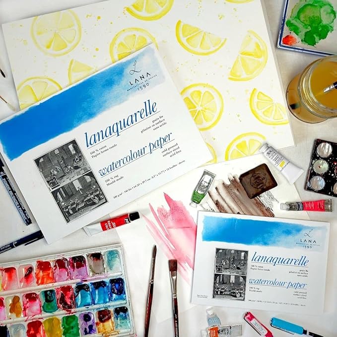 Lana - Lanaquarelle 100% Cotton Natural Cold Pressed Watercolour Paper Sheets A5 (300gsm)