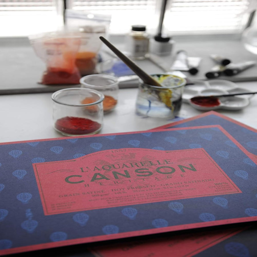 CANSON - L'AQUARELLE HERITAGE CLUED PADS HOT PRESSED (26 X 36 CM)