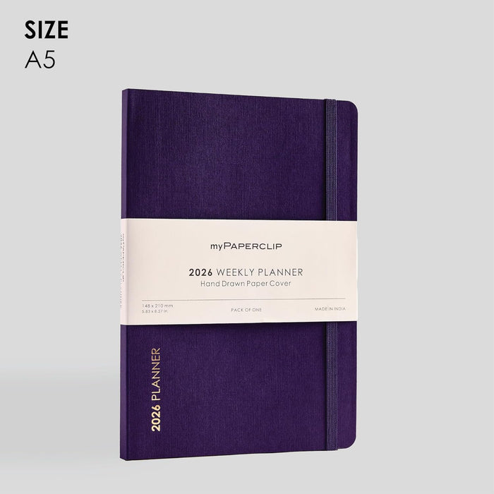 myPAPERCLIP 2026 Weekly Planner – A5 Size (Aubergine)