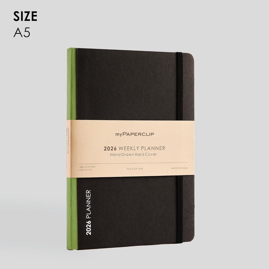 myPAPERCLIP 2026 Weekly Planner – A5 Size (Olive Green)