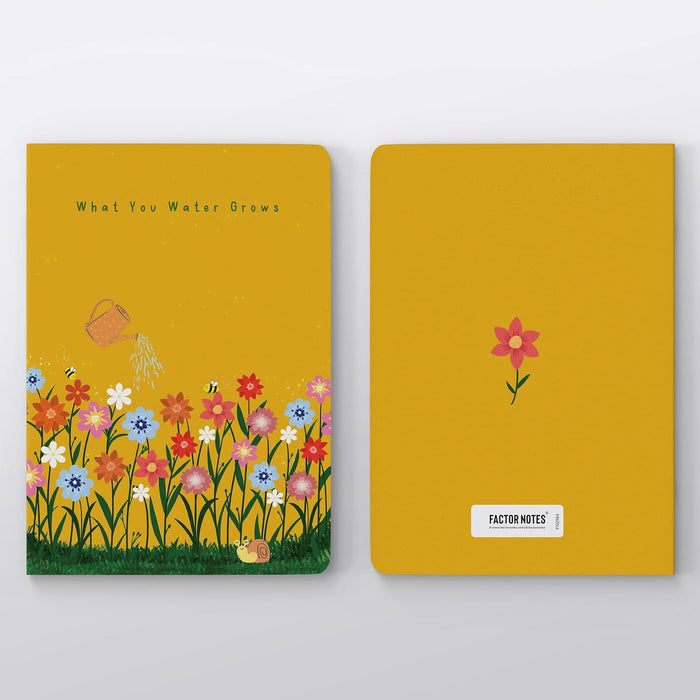 FACTOR NOTES A5 Ruled Notebook – What You Water Grows (90 GSM, 160 Pages)